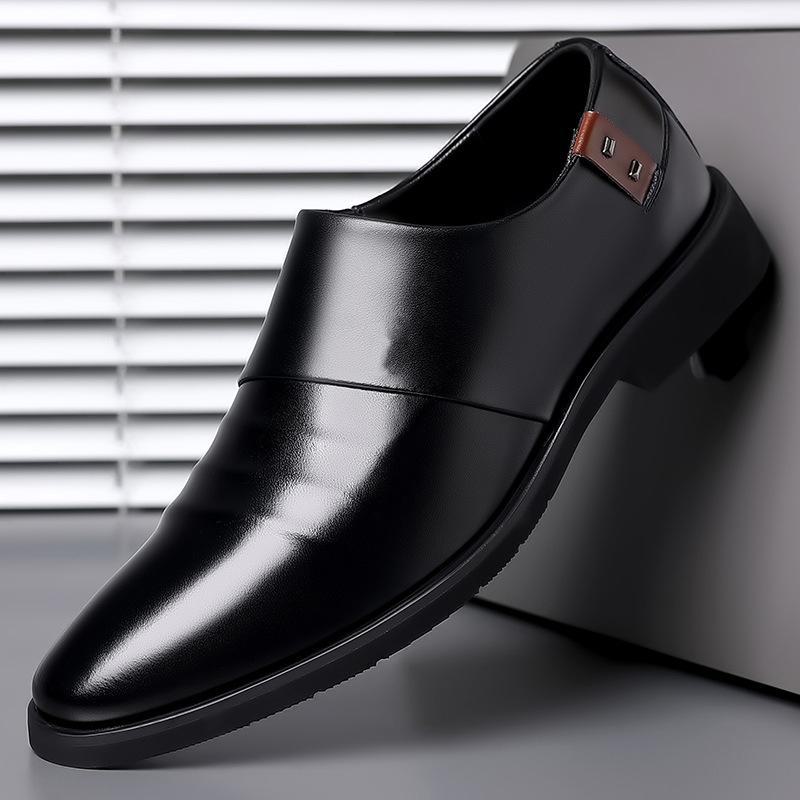 

Men s British Slip-On Formal Leather Shoes with Trendy Invisible Height Boost 42