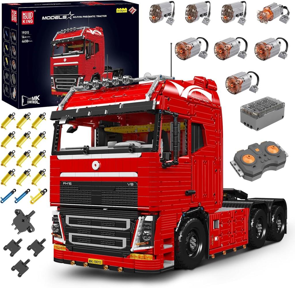 Mould King 19015 Construction Truck Building Blocks, 4608 Aerodynamic Towing Vehicle Kit Models