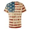 Men's Casual Summer V-neck Short Sleeved Top With Buttons, Independent Day Print Short Sleeved Top