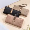 Women Wallet Fashion Long Design Retro PU Leather Credit Card Holder Frosted Print Buckle Zip Purse Female Handbag Wallets