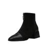 Women's Fashion Mid Boots Fashionable Boots with Front Zipper Thick Heel Suede Midsole Boots Leather Shoes Women's Shoes 35-40