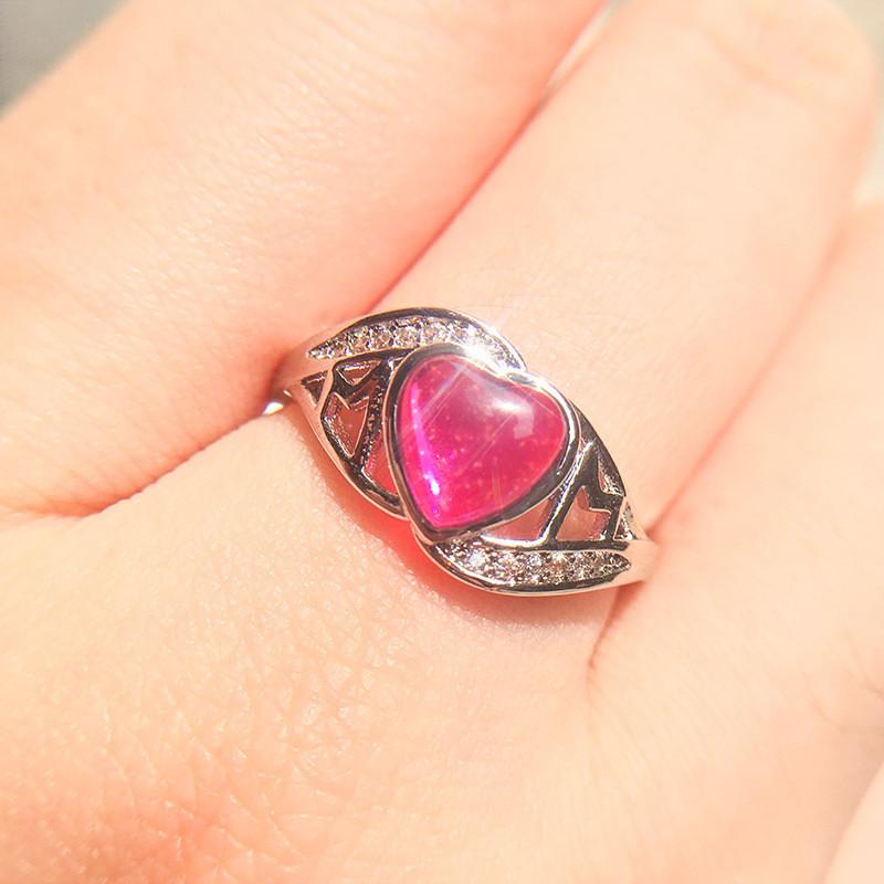 2018 Cross-border Explosion Source Fantasy Australian Peach Heart Ring Mother's Day Gift Mom Inlaid Diamond Ring