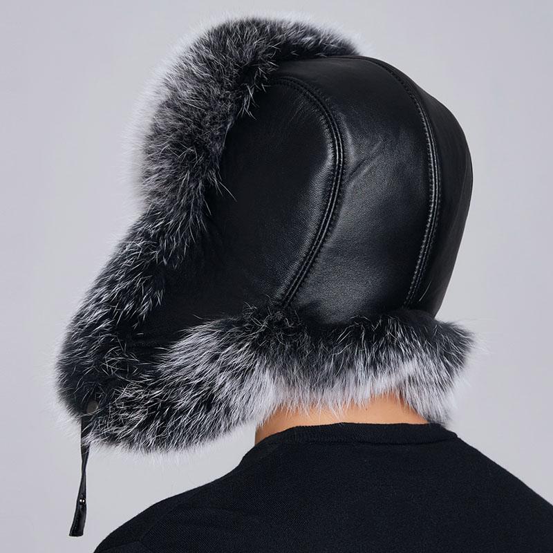 SOMALER Winter Hat for Men Real Fox/raccon Fur Hats Russian Ushanka Earmuff High Quality Bomber Hat