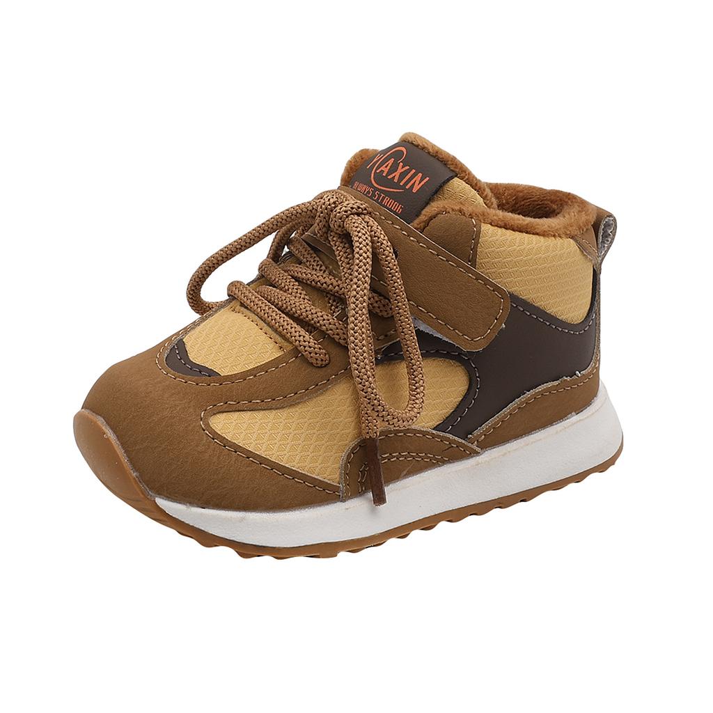 Zimowe Modne Bawełniane Buty Dziecięce dla Chłopców Miękkosolowe Wszechstronne Buty Codzienne Podwójna Bawełna Podszyte Polarem Ciepłe Buty do Biegania