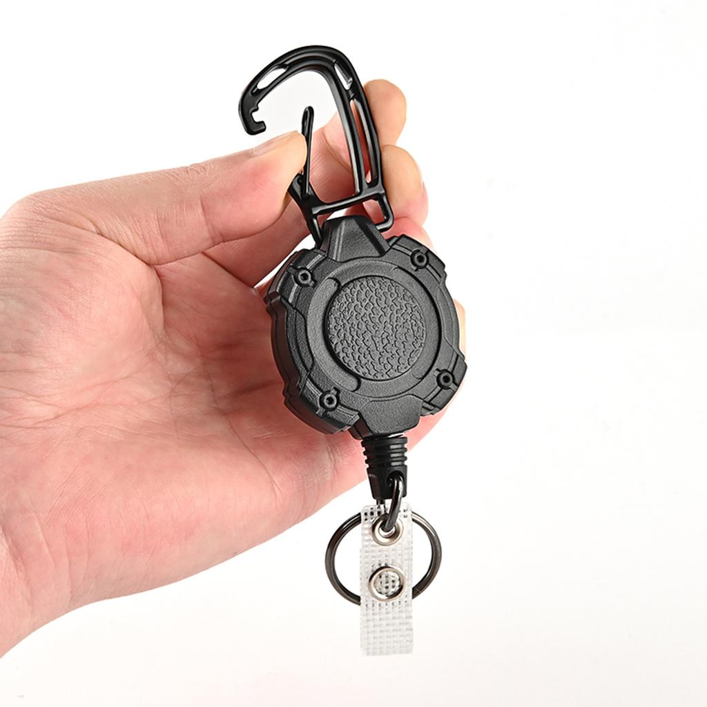 Retractable Keychain Heavy Duty ID-Card Badge Holder Extendable Students Nurse Badge Clip With Carabiner Clip Keyring