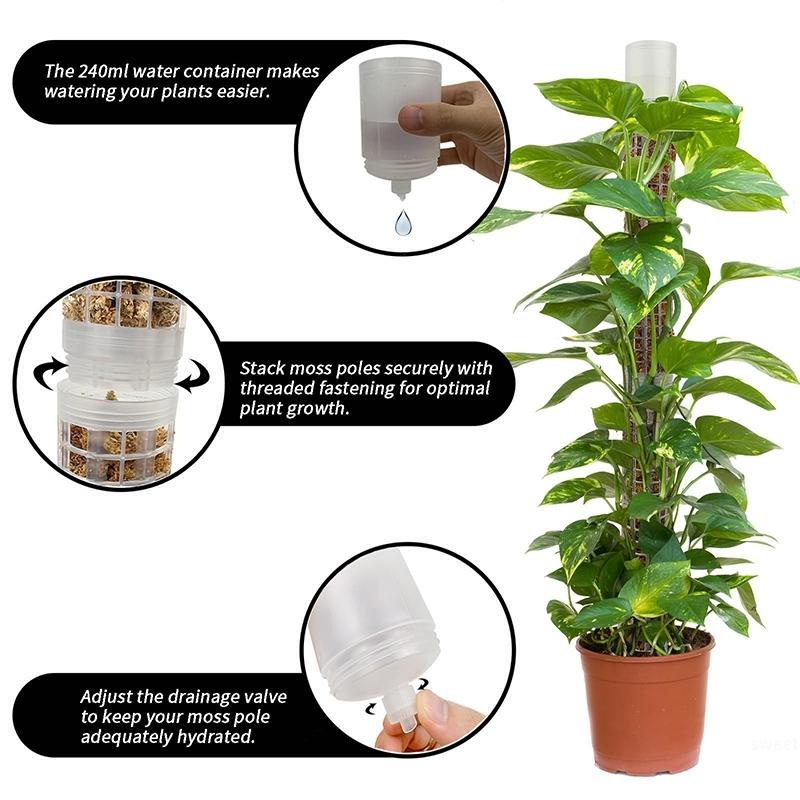 1/2Pcs Plastic Self Watering Device Moss Pole Plant Cages Plant Support Poles Plant Sticks Climbing Stand Garden Accessories