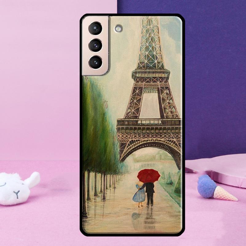 Red Umbrella Eiffel Tower Phone Case For Samsung Galaxy S25 Ultra S24 S23 Ultra S9 S10 S20 S21 S22 Plus S24 FE Cover