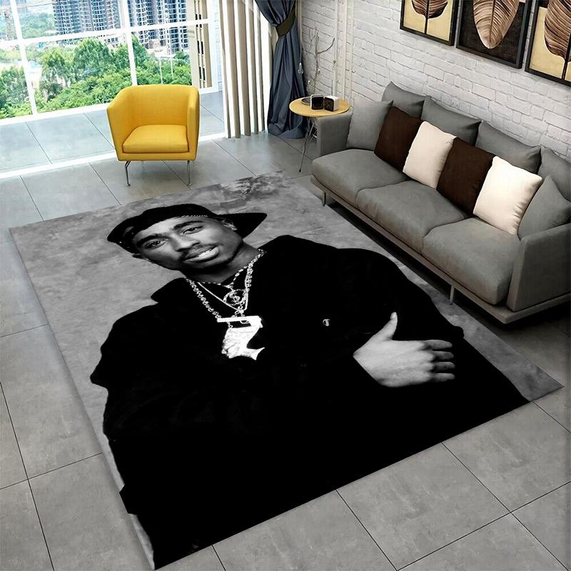 Rapper Eminem Tupac 2pac Hip Hop Rap God Carpet Rug for Playroom Bedroom Living Room Sofa Home Decor,kid Area Rug Non-slip
