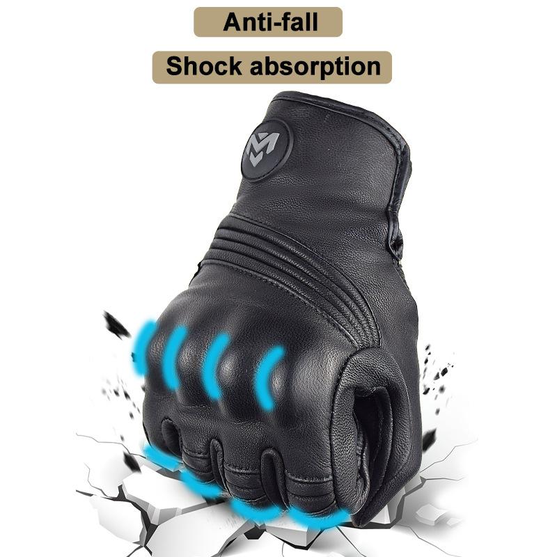 Motorcycle Gloves, Locomotive Riding Protection, Anti-drop Punching Gloves, Retro Black Gloves, Breathable