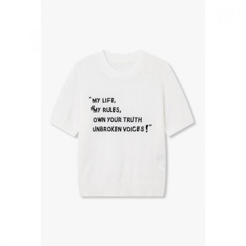 

Vov Lettering Jacquard Knit Pullover 7156350003 Ivory/OS