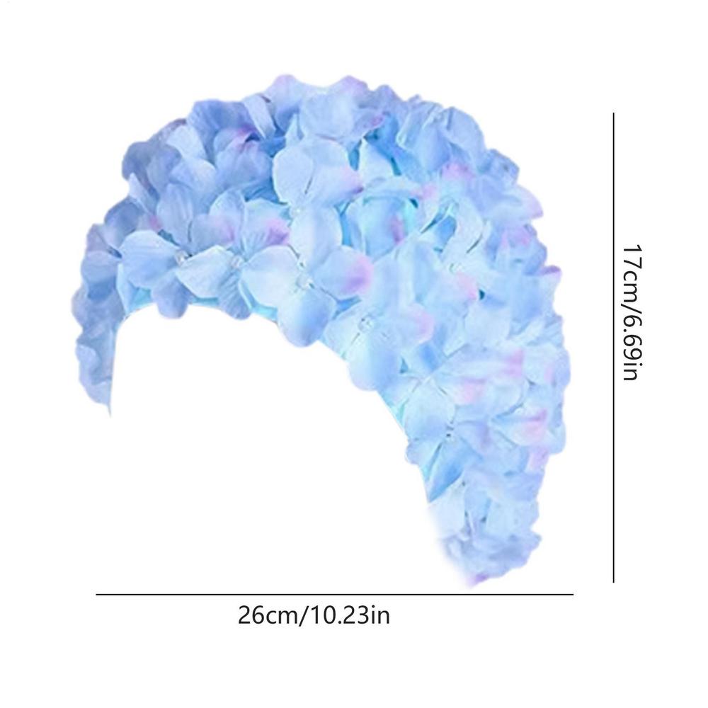 Swim Caps 3D Flower Swim Pool Hat Breathable Water Sports Hat Soft Long Hair Diving Hood Ear Protection Comfortable Pool