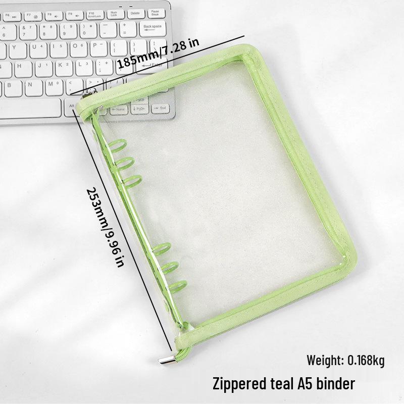A5 Transparent PVC Ring Binder Notebook Planner, 6-Hole Photo Album with Removable Cover (A6 Compatible)