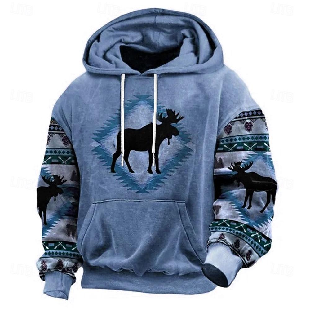 Men's Graphic Tribal Cowboy Hoodie Hoodies Sweatshirt Daily Ethnic Casual Vintage Retro Long Sleeve Hooded Vacation Sports