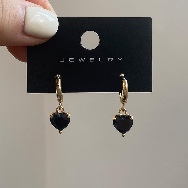 PONYKISS  Silver Heart Zircon Hoop Earrings for Women Party Trendy Fine  Minimalist Accessories