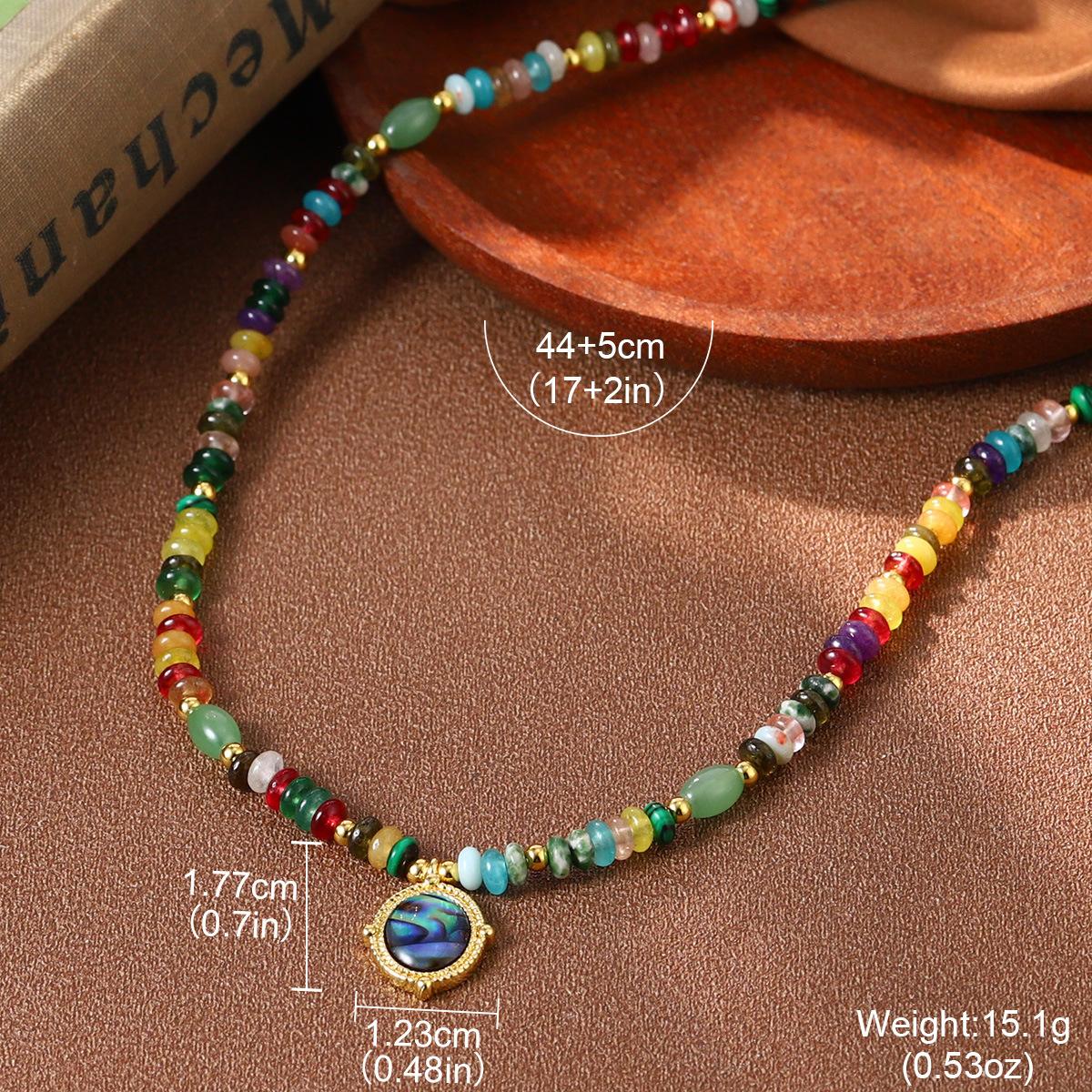 

Simple, small and fresh abalone shell geometric necklace versatile beaded pearl multi-neck chain fashionable new collarbone chain jewelry