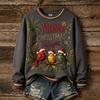Damen Weihnachtsdruck Pullover mit langem Ärmel und Rundhalsausschnitt