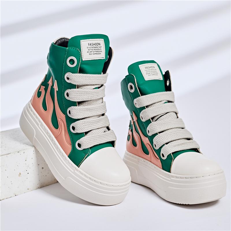Concise Platform Thick Bottom Unisex Shoes All Match Mixed Color Increase Sport Shoes Runway Sneakers Large Size Casual Trainers