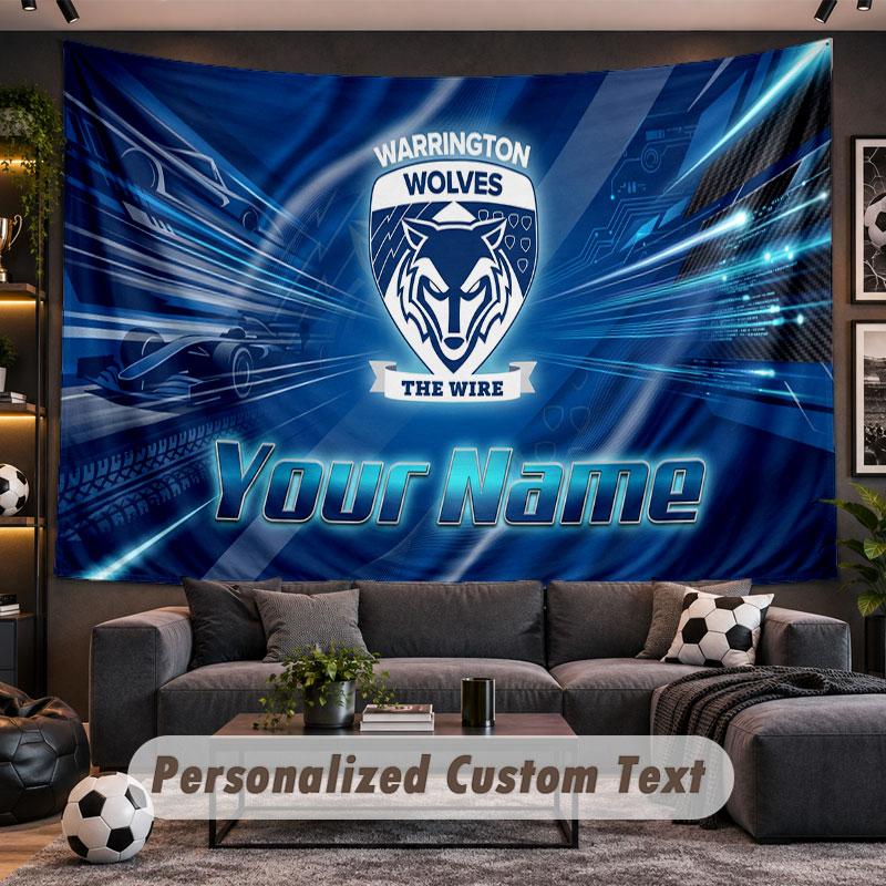Wall Hanging Tapestry Custom NameWarrington Wolves Pattern Personalized Printed Fabric Wall Decor