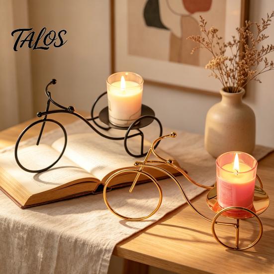 Creative Bicycle Candle Holder, Iron Art Compact Candlestick, Aromatherapy Scented Candle Display Holder for Bathroom Sink Bedroom Bedside Table,