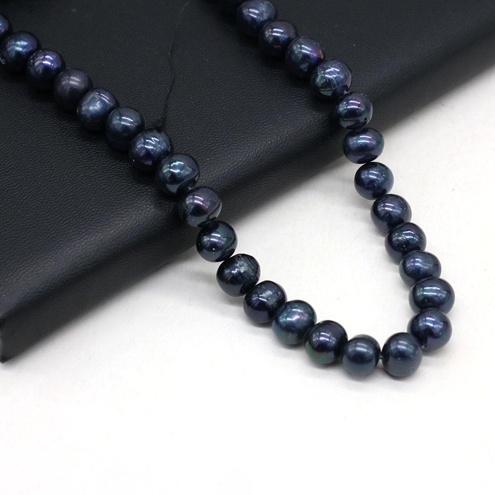 36cm Strang 10-11mm Schwarze Natürliche Süßwasser Runde Perlen Spacer Perlen DIY Ohrring Halskette Armband Teile