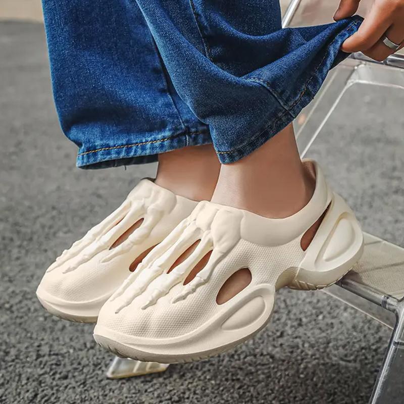 

Дышащая обувь для мужчин, пляжные тапочки, летние мужские быстросохнущие тапочки из ЭВА с отверстиями, сандалии для прогулок по воде, садовые мюли, легкая обувь 11 бежевый