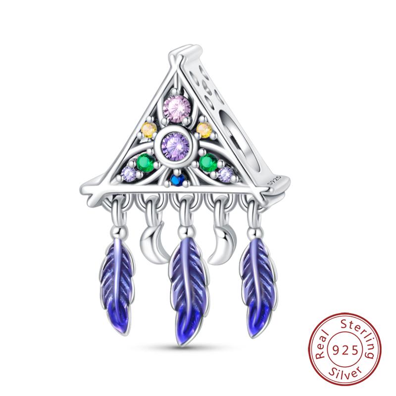 Copper Colorful Luminous Lotus Butterfly Dream Catcher Charms Beads Fit Qikaola Original Bracelets Diy Jewelry