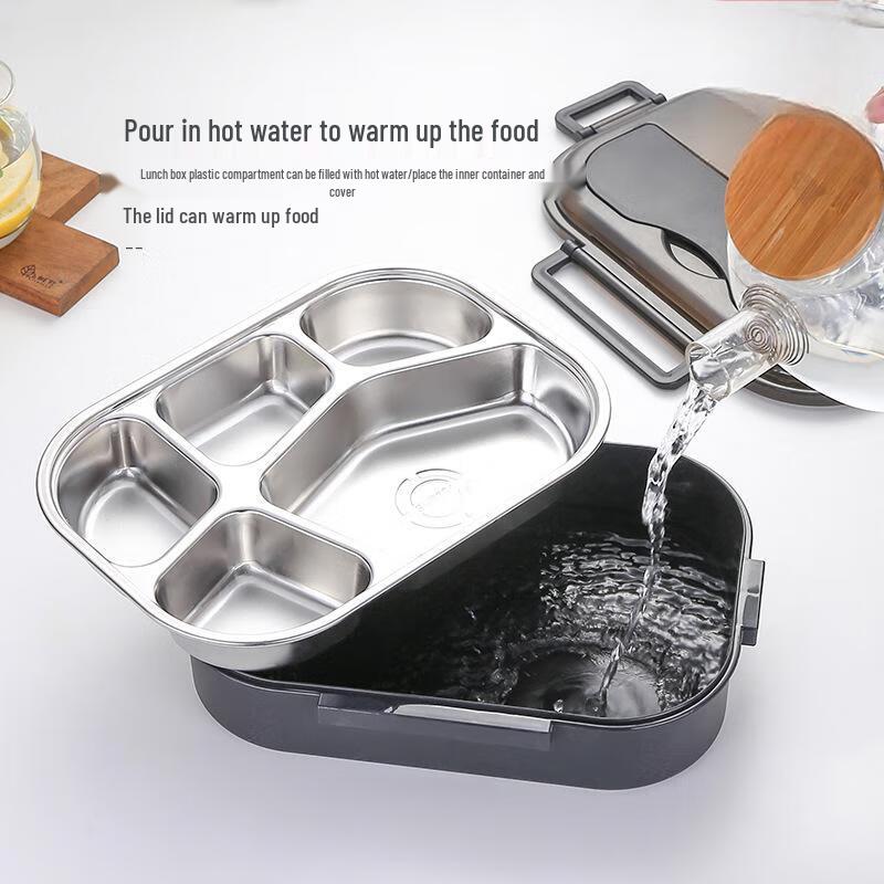 ZISIZ Insulated Partitioned Stainless Steel Lunch Box