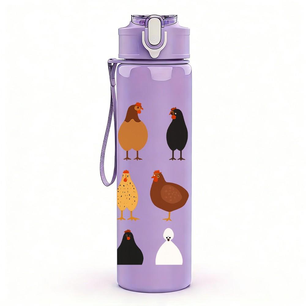 1PC Group Chicken Bird Pattern 750ml Color Plastic Sports Water Bottle Leakproof Flip Straw Lid Suitable for Sports Office Home Use