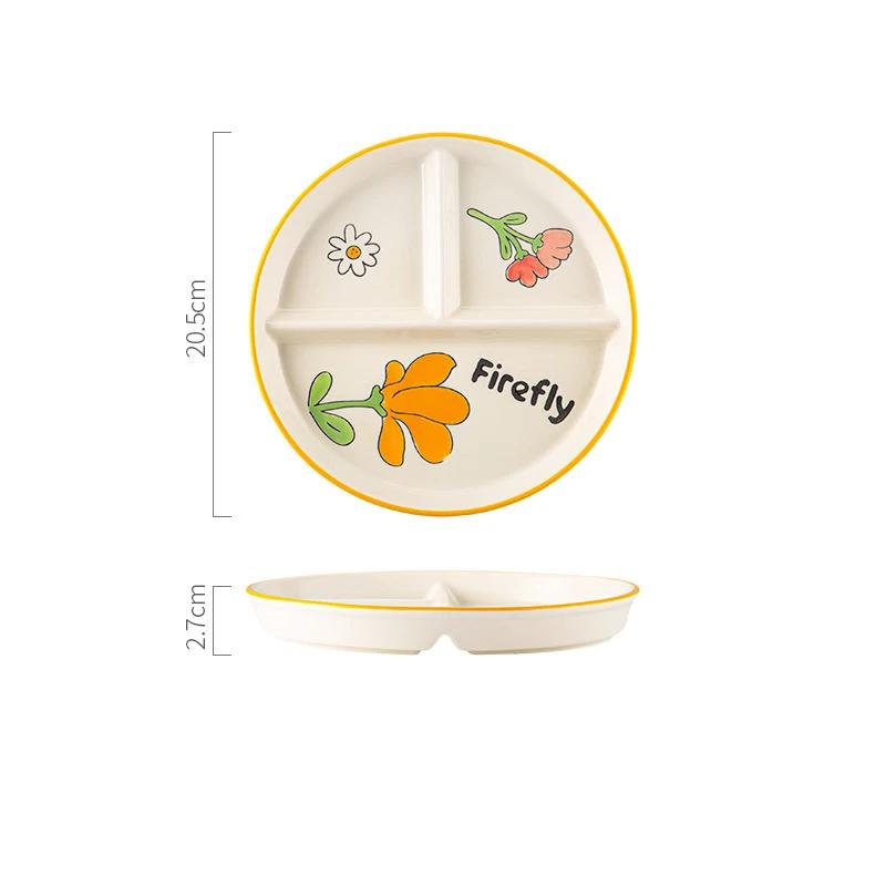 Ceramic Portion Control Diet Plate Divided Dessert Snack Serving Dish Platter for Balanced Meal Food Separator Appetizer Tray