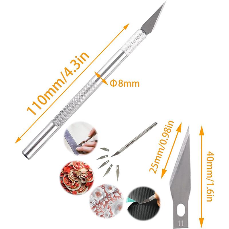 Carving Craft Knives Set Precision Hobby Knife Kit with Aluminum Body for Art Cutting Model Making DIY Scrapbooking Stencil