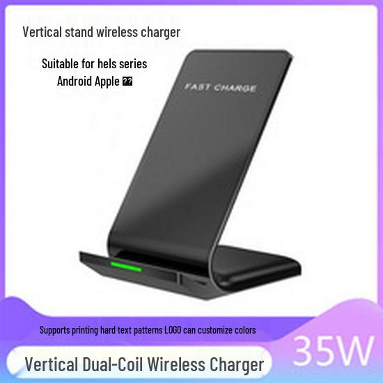 15W Foldable Dual-Coil Desktop Wireless Charger with Heat Dissipation, Customizable Logo