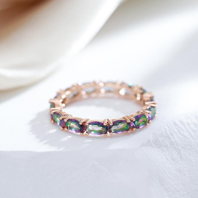 Full Oval Colorful Stone Ring For Women Fashion Natural Zircon With  Rose Gold Color Simple Daily Fine Jewelry