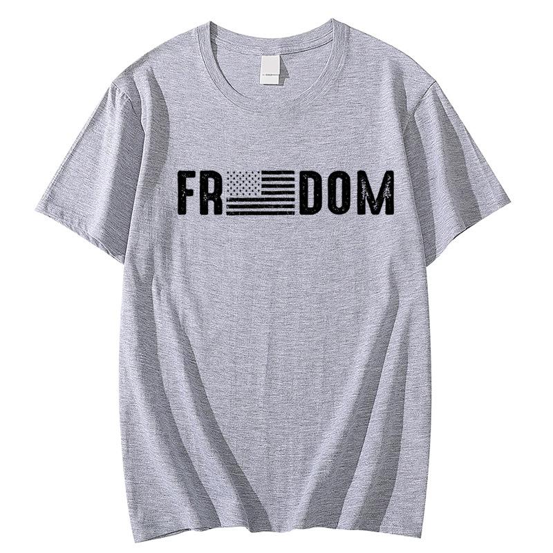 

Freedom Flag T-shirt Print T-Shirt Women Clothing Summer Harajuku Short Sleeve Tees Shirts Graphic Y2k Tops Clothing S