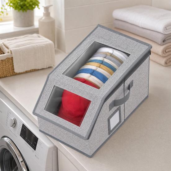 Hat Storage Box, Stackable Space-Saving Design, with Zipper Closure Organizer, Dustproof Clear Window Hat Container, for Men Women Hat Organize