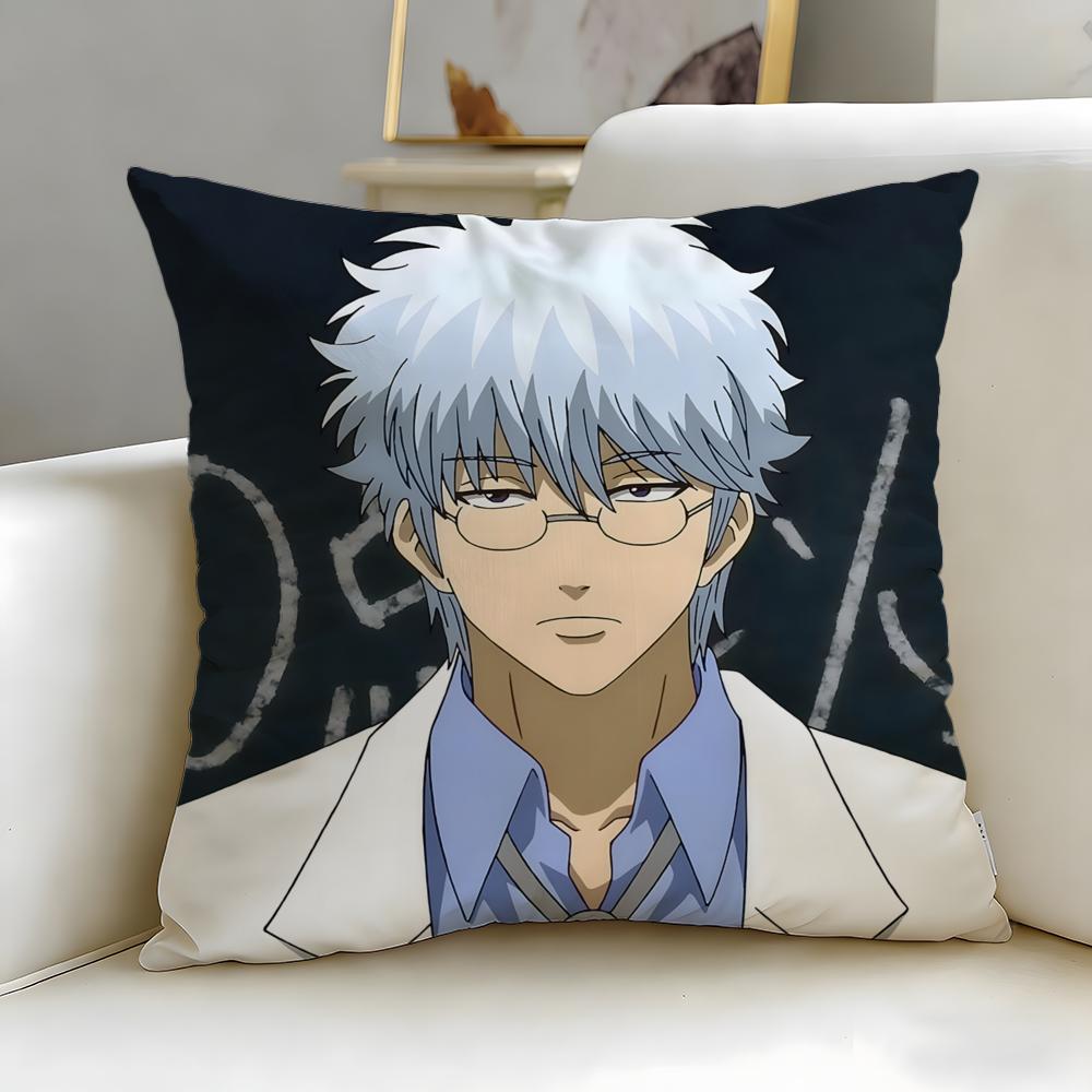 classic anime Gintama Cushion Cover Soft  EasyWash Pillow Case  Versatile for Couch Bed Travel and Office
