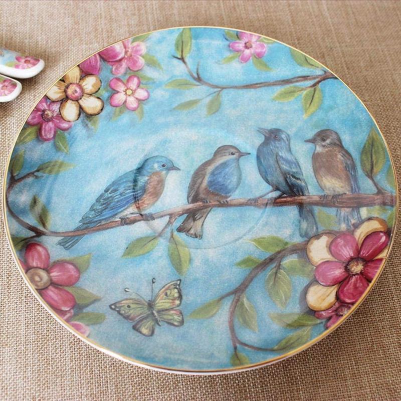 Euro Style Ceramic Cup Saucer and Spoon Set Bone China Tea Cups Small Floral White Pink Blue Patterns Home Kitchen Utensil