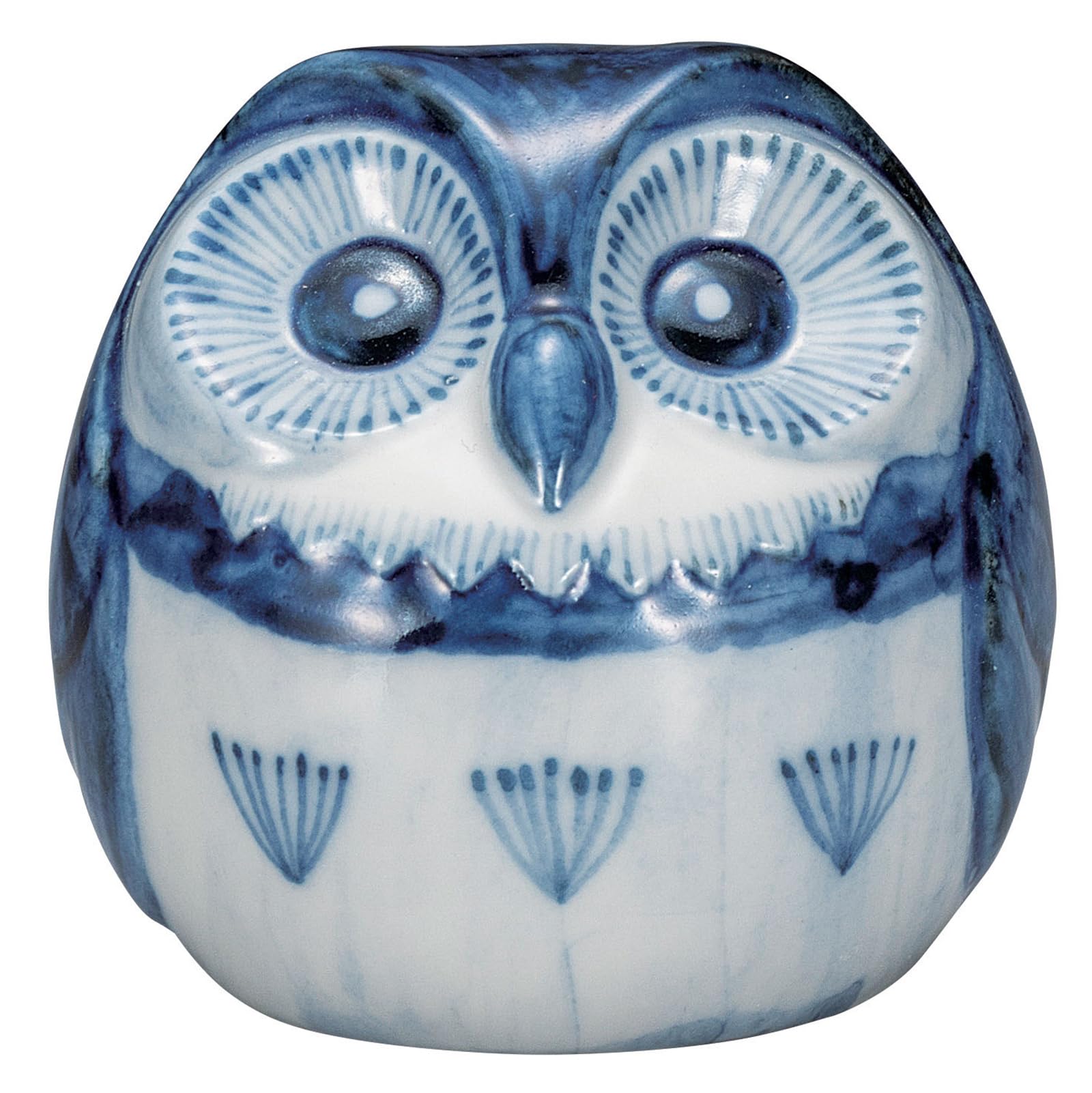 Kutani ware owl figurine, good luck charm, warding off evil, 6.5cm tall, size 2.2, underglaze blue, K9-1679