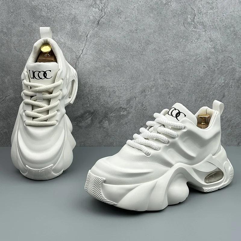 Men's Sneakers New Comfortable Leather Platform Shoes Outdoor Fashion All-match Mens Casual Shoes