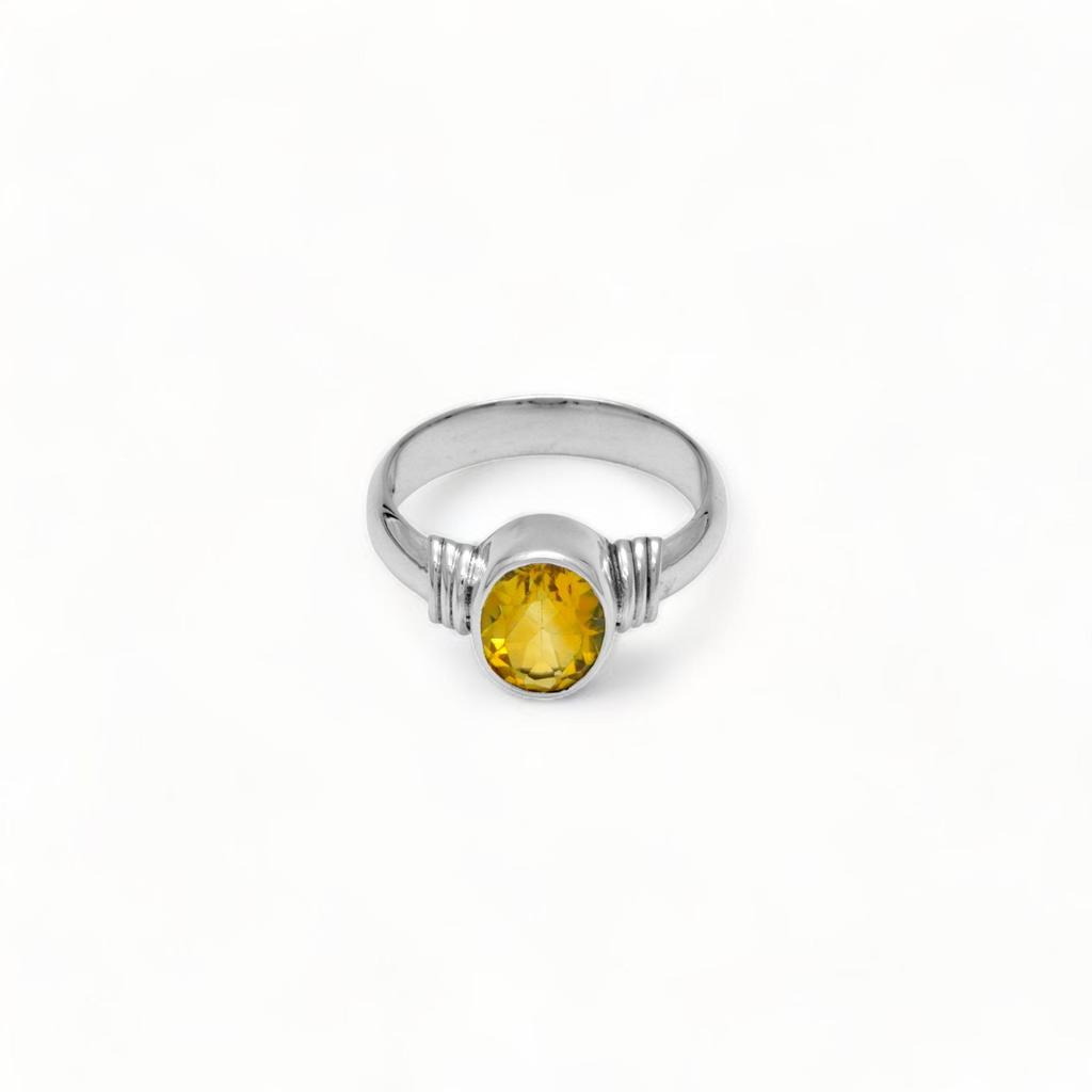 925 Sterling Silver Unisex Citrine Ring – Oval Cut Yellow Gemstone Ring for Abundance & Everyday Elegance, Minimal Ring for Her and Him