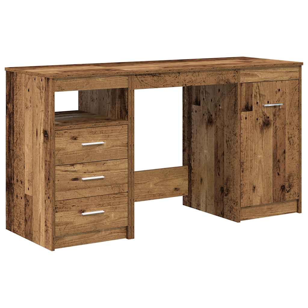 Desk with Under Cabinet Reclaimed Wood Look Particleboard