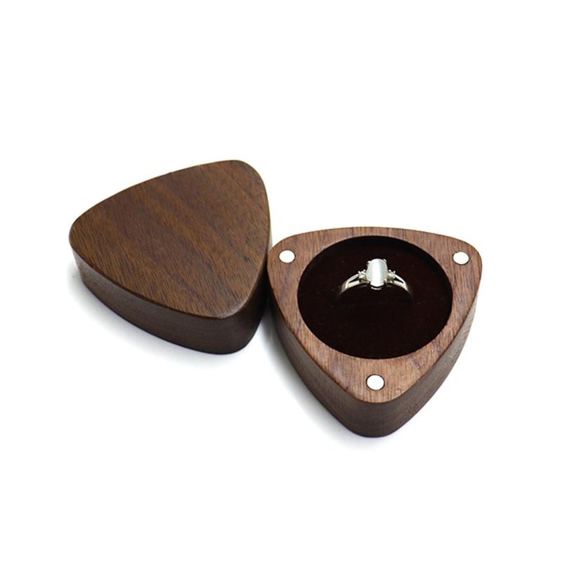 Boîte d'anneau de fiançailles unique pour demande en mariage Taille de poche fine Boîte à anneau en bois type briquet pour hommes femmes