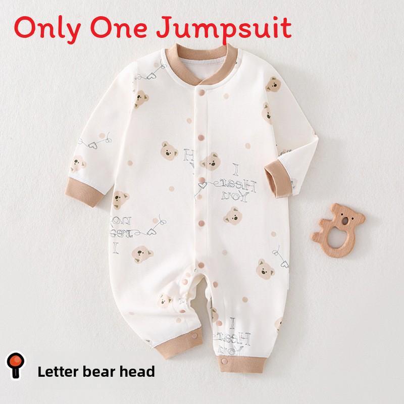 Baby Cotton Long Sleeve Romper With Snap Closure For Newborn Infants