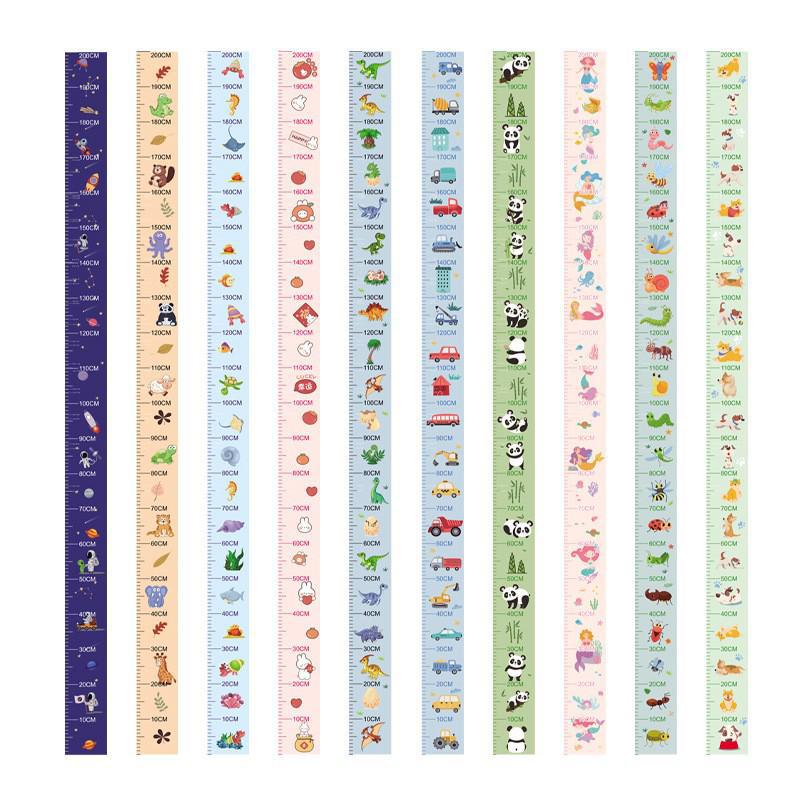 Children's Room 2m Self-Adhesive Height Chart Stickers - Cartoon Design for Baby Measurement & Wall Decoration