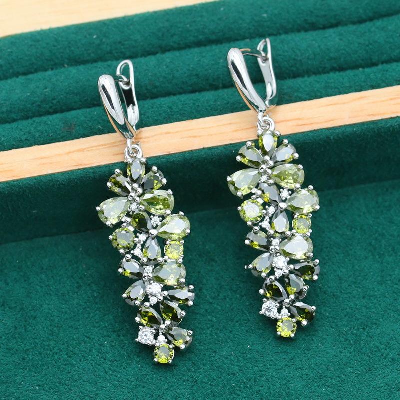 Korean Version of The Ultra-shimmering Micro Set AAA Zircon Bracelet Necklace Earrings Jewelry Set