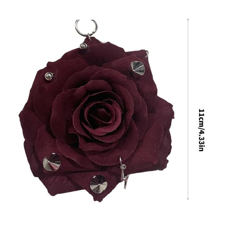 Modern Rose Keyring Studded Design With Sparkling Rivets Stylish Keychain For Everyday Carry or Special Occasion