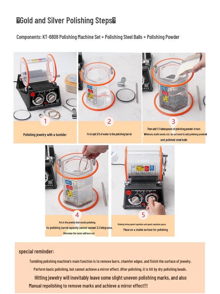 KT-2000 Jintai Drum Polisher: Gold & Silver Jewelry Cleaning & Polishing Machine