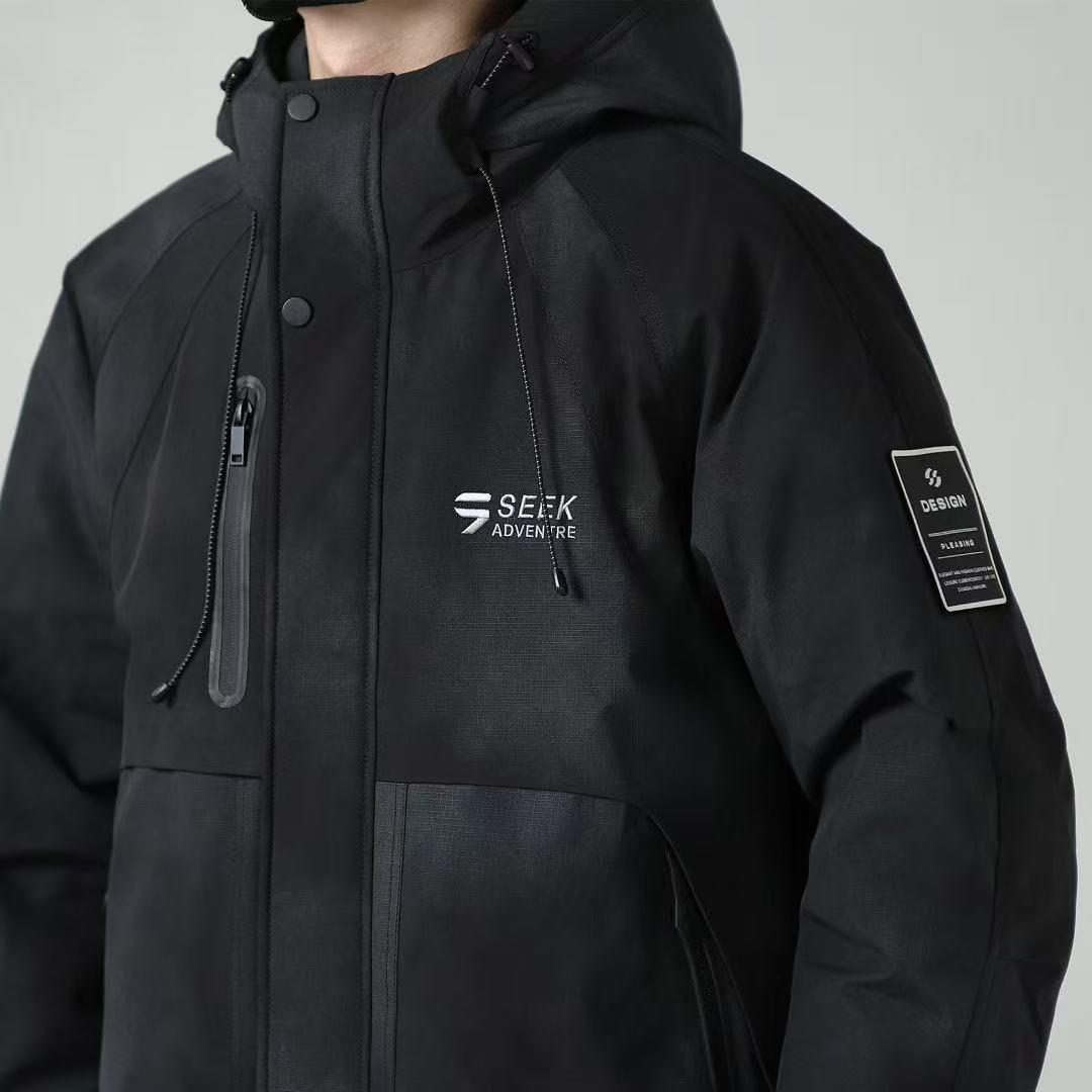 

Men s Retro Distressed Cotton Coat - Autumn/Winter Trendy Hooded Windbreaker Jacket XXXL (180-200 catties) чёрный