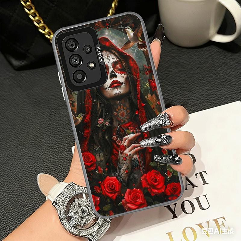 Catrina Beautiful Rose Girl Skull Soft Phone Case for Samsung A17 A16 A15 A14 A13 A57 A56 A55 A54 A53 A37 A36 A35 A34 A33 A26 A2