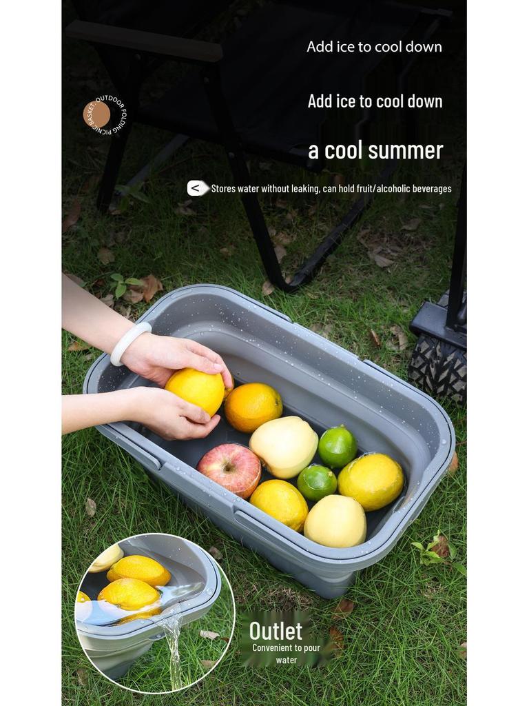 Japanese DOD Style Multi-Functional Foldable Picnic Basket with Lid - Convenient and Portable for Outdoor Camping