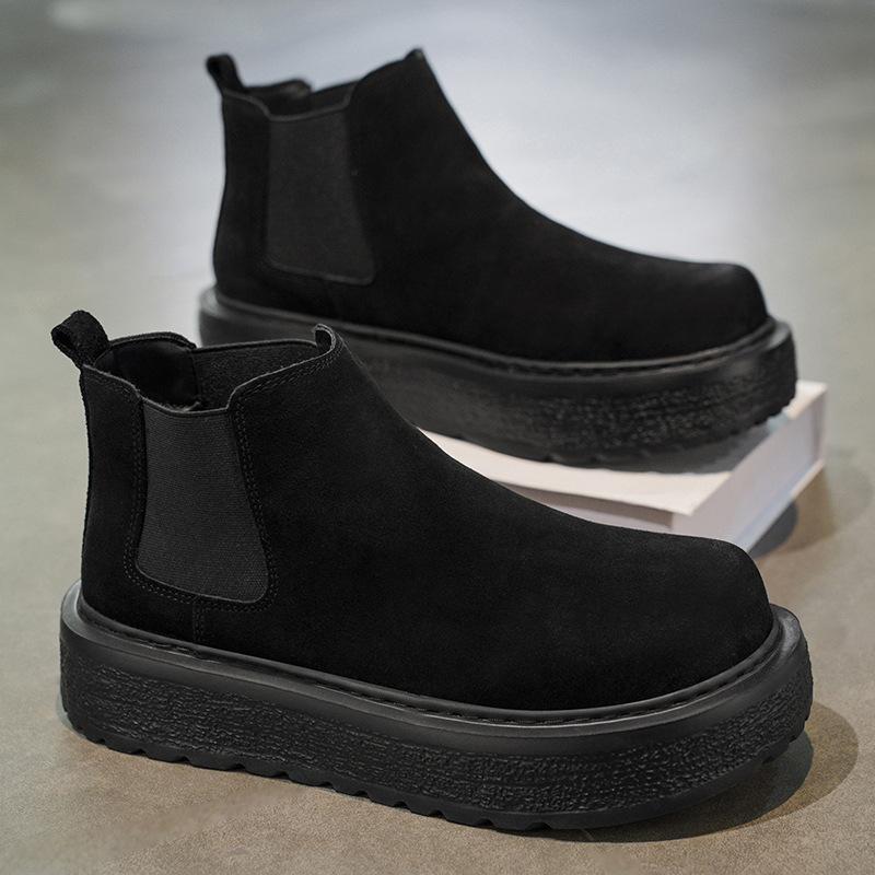 Martin Boots New Winter Retro Fur Chelsea Boots High-top Platform Short Boots